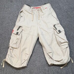 Molecule Cool Fusion Clothing Mens S Cargo Shorts Beige Drawstring 27-31 Waist